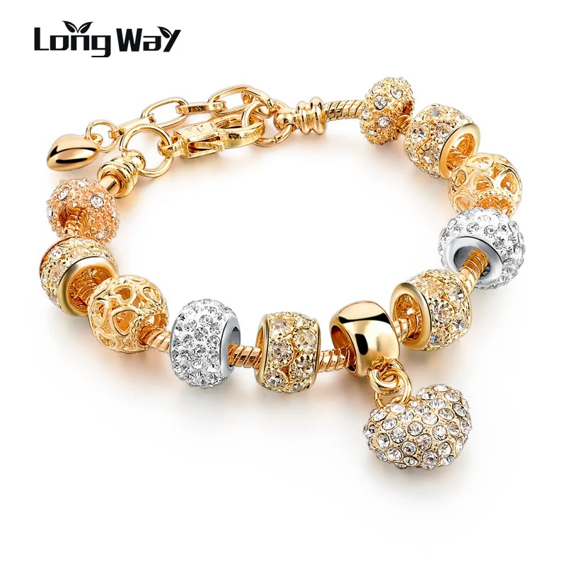 LongWay Luxury Crystal Heart Charm Bracelets & Bangles Gold Color Bracelets For Women Femme Jewellery Pulseras Mujer Sbr160056
LongWay Luxury Crystal Heart Charm Bracelets & Bangles Gold Color Bracelets For Women Femme Jewellery Pulseras Mujer Sbr160056
