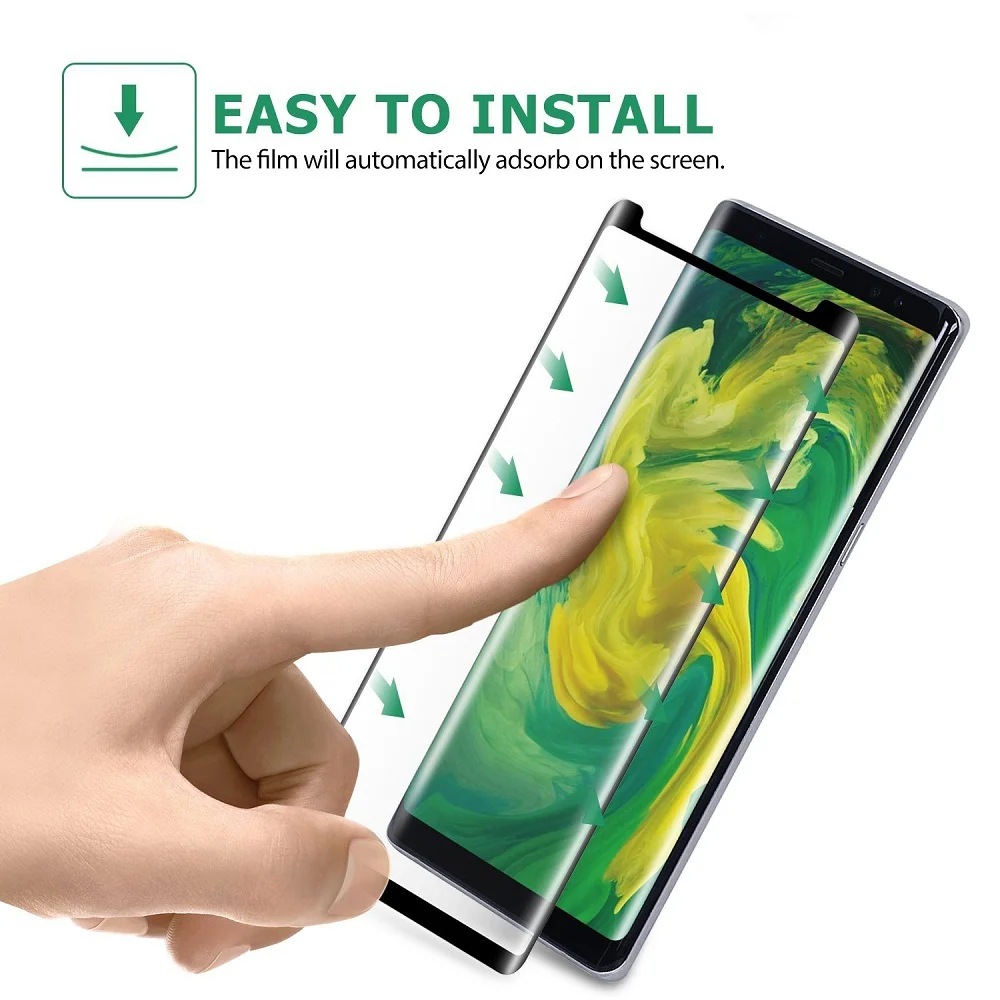 3D изогнутое HD прозрачное закаленное стекло с полным клеем для Samsung Galaxy S8 S9 Plus Note 8