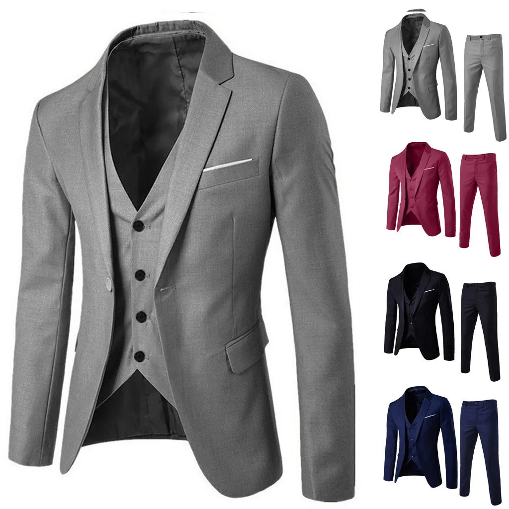2019 New Arrival Fashion Men’s Suit Slim 3-Piece Suit Blazer Business Wedding Party Jacket Vest & Pants costume homme 50*
2019 New Arrival Fashion Men’s Suit Slim 3-Piece Suit Blazer Business Wedding Party Jacket Vest & Pants costume homme 50*