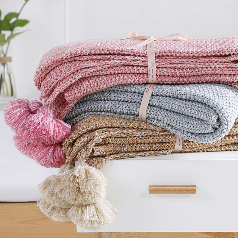High Quality Nordic 100% Cotton Yellow Blue Pink Knit Blanket for Sofa/Bed/Home Air Conditioning Blanket for Summer Spring
High Quality Nordic 100% Cotton Yellow Blue Pink Knit Blanket for Sofa/Bed/Home Air Conditioning Blanket for Summer Spring