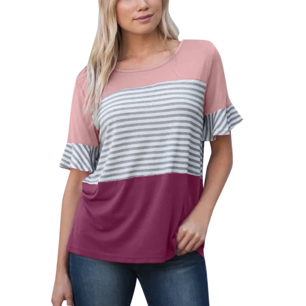 Women Maternity Short Sleeve Striped Nursing Tops T-shirt For Breastfeeding Casual Maternity Wear Nursing Suitable For Mothers 
Women Maternity Short Sleeve Striped Nursing Tops T-shirt For Breastfeeding Casual Maternity Wear Nursing Suitable For Mothers