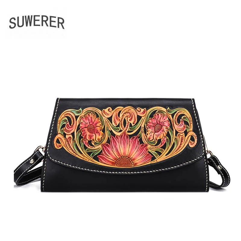 SUWERER New women genuine leather bag top cowhide Hand Carved women handbags fashion Luxury clutch bag women leather shoulder ba
SUWERER New women genuine leather bag top cowhide Hand Carved women handbags fashion Luxury clutch bag women leather shoulder ba