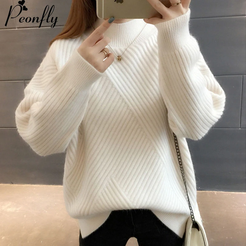 PEONFLY New 2022 Loose Thick Warm Winter Pullover Sweater Women Jumper Half Turtleneck Long Sleeve Knit Yellow Sweater Female
PEONFLY New 2022 Loose Thick Warm Winter Pullover Sweater Women Jumper Half Turtleneck Long Sleeve Knit Yellow Sweater Female