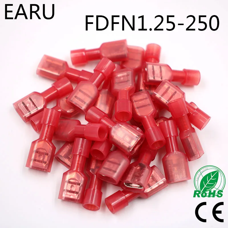 FDFN1.25-250 FDFN1-250 NYLON brass Female Insulated Spade joint Cable Wire Connector 100PCS suit 0.5-1.5mm2 22-16AWG FDFN Plug
FDFN1.25-250 FDFN1-250 NYLON brass Female Insulated Spade joint Cable Wire Connector 100PCS suit 0.5-1.5mm2 22-16AWG FDFN Plug