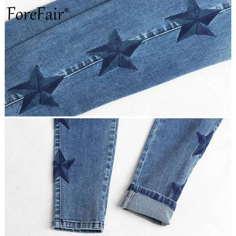 Forefair Fashion Star Embroidered Jeans S-3XL Women Skinny Cool Denim Pencil Pants Blue Slim Elastic Vintage Jeans
Forefair Fashion Star Embroidered Jeans S-3XL Women Skinny Cool Denim Pencil Pants Blue Slim Elastic Vintage Jeans