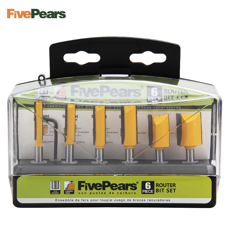6PCS 1/4" Router Bits Set Milling Cutters for woodworking tool Tungsten Carbide Wood Cutters with Portable Hook Box FIVEPEARS
6PCS 1/4" Router Bits Set Milling Cutters for woodworking tool Tungsten Carbide Wood Cutters with Portable Hook Box FIVEPEARS