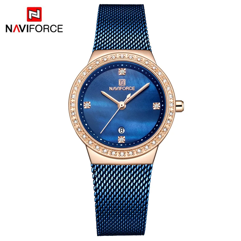 NAVIFORCE женские кварцевые часы модные роскошные розовые золотые синие простые