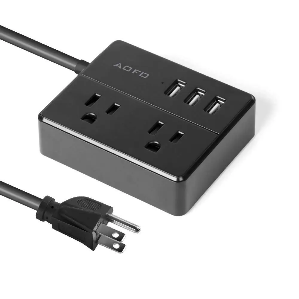 Портативная лента питания AOFO дорожная с 3 USB умной зарядной станцией 2 розетки и