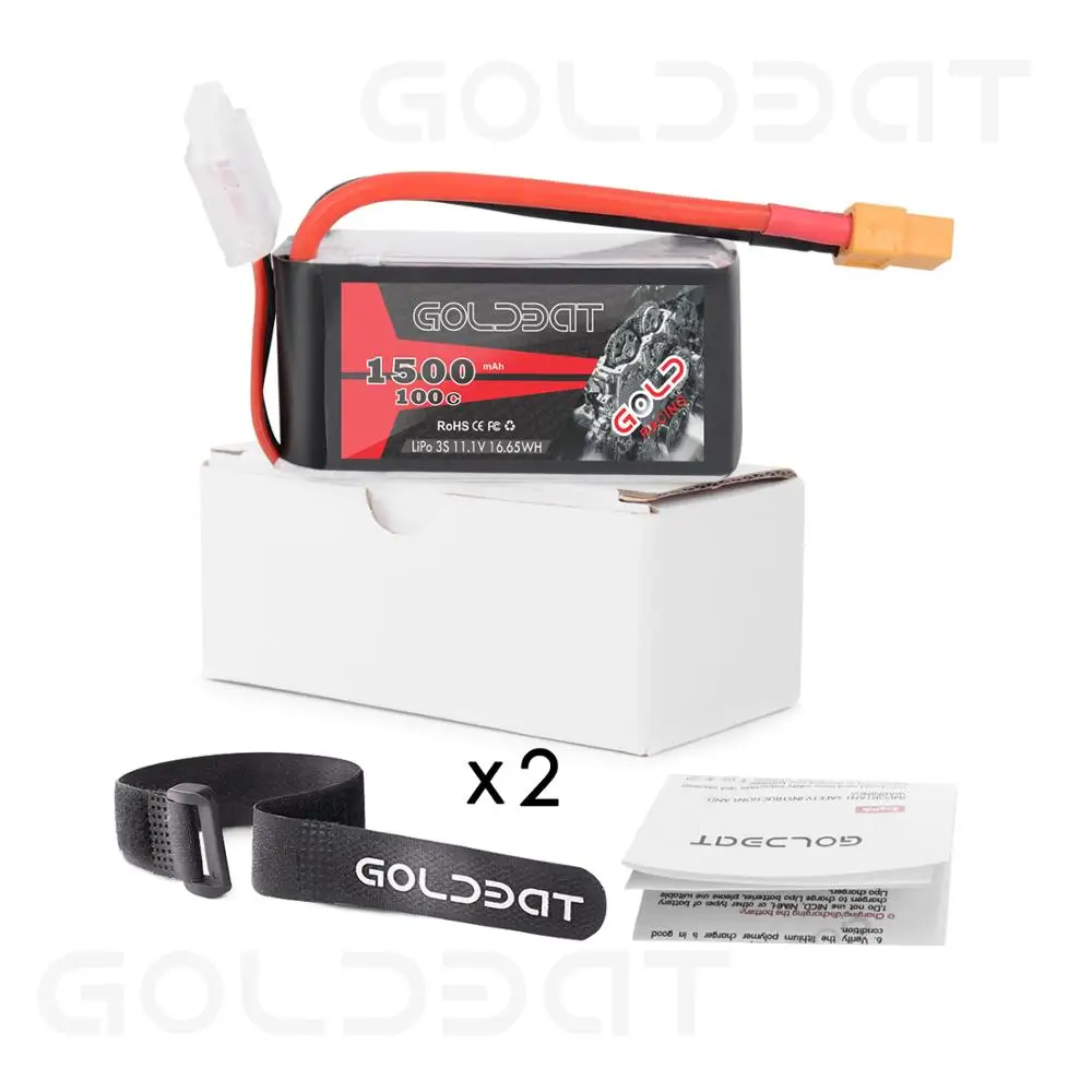 2units GOLDBAT 1500mAh 11.1v Lipo Battery for fpv battery Lipo 11.1V 3S 100C Battery lipo for Drone with XT60 Plug for fpv heli
2units GOLDBAT 1500mAh 11.1v Lipo Battery for fpv battery Lipo 11.1V 3S 100C Battery lipo for Drone with XT60 Plug for fpv heli