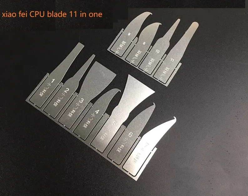 xiaofei blade set for removing cleaning glue cutting hard glue of cpu nand gule on mother board
xiaofei blade set for removing cleaning glue cutting hard glue of cpu nand gule on mother board
