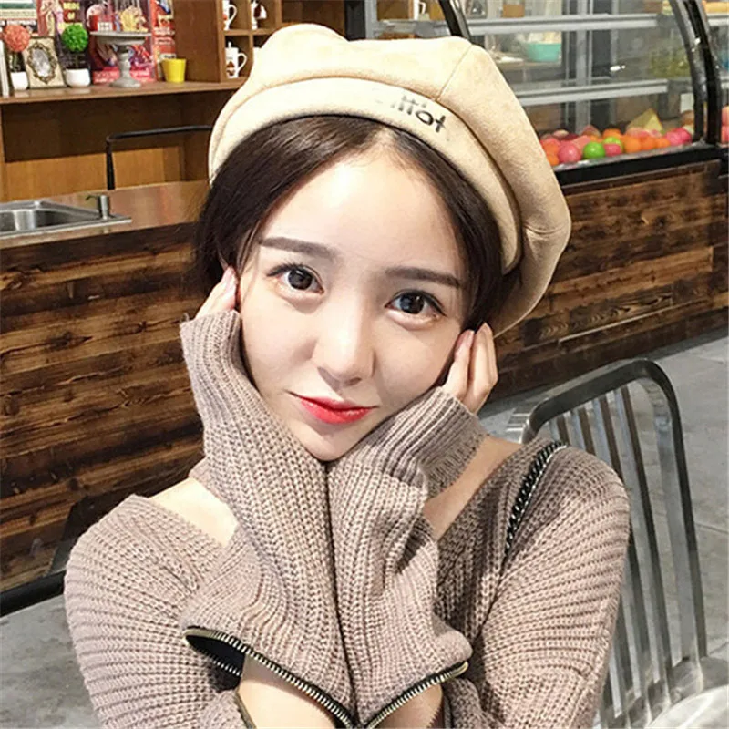 korea edition new letter embroidery faux suede beret female qiu dong season tide joker painter wind octagonal cap in Engl hat
korea edition new letter embroidery faux suede beret female qiu dong season tide joker painter wind octagonal cap in Engl hat