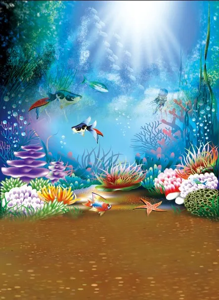 

8x12FT Sunlight Under Blue Sea Fish Weed Corals Seabead Plants Custom Photography Backdrops Studio Backgrounds Vinyl 8x15 10x20