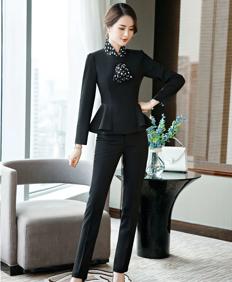 Fashion Black OL Styles Formal 2 Piece Sets With Tops and Pants for Women Business Suits Ladies Office Pantsuits Pants Suits
Fashion Black OL Styles Formal 2 Piece Sets With Tops and Pants for Women Business Suits Ladies Office Pantsuits Pants Suits