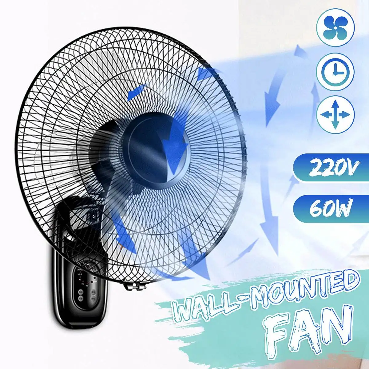16 inch 5 Blades Electric Fan Air Cooler Fans Electric Fan Multifunction Home Wall hanging Wall-Mounted Cooling Fan Low Noise
16 inch 5 Blades Electric Fan Air Cooler Fans Electric Fan Multifunction Home Wall hanging Wall-Mounted Cooling Fan Low Noise