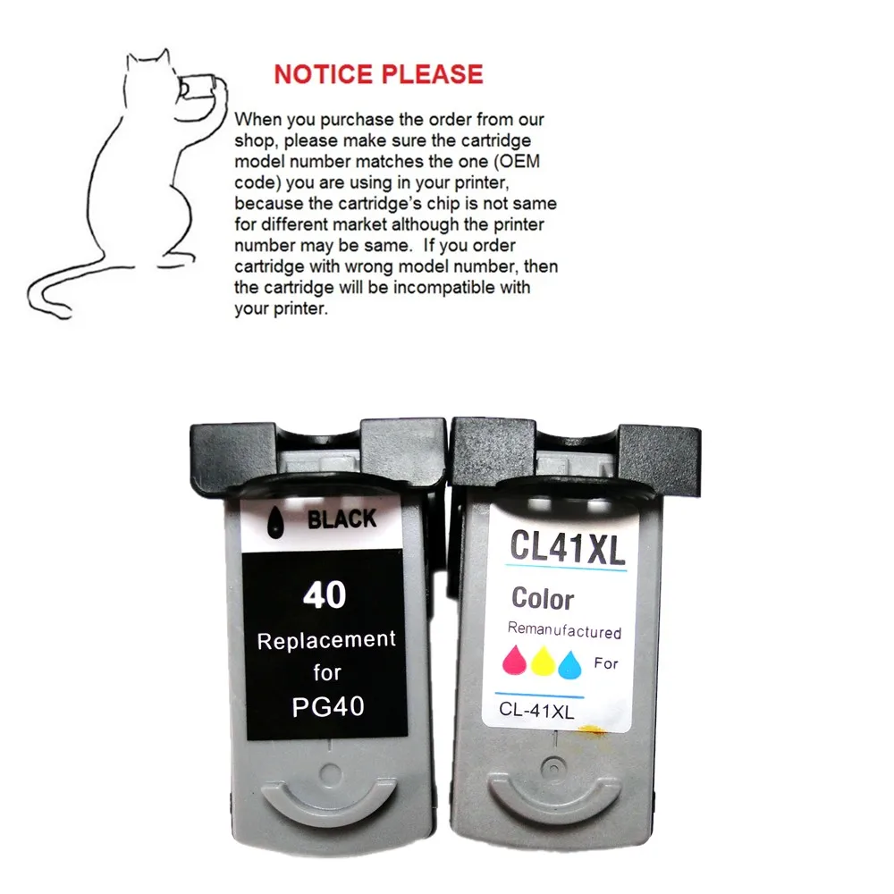 YOTAT 1set Refurbished ink cartridge PG-40 CL-41 PG40 CL41 for Canon PIXMA IP1180 IP1200 IP2500 MX308 MP140 MP150 MP160 MP210
YOTAT 1set Refurbished ink cartridge PG-40 CL-41 PG40 CL41 for Canon PIXMA IP1180 IP1200 IP2500 MX308 MP140 MP150 MP160 MP210