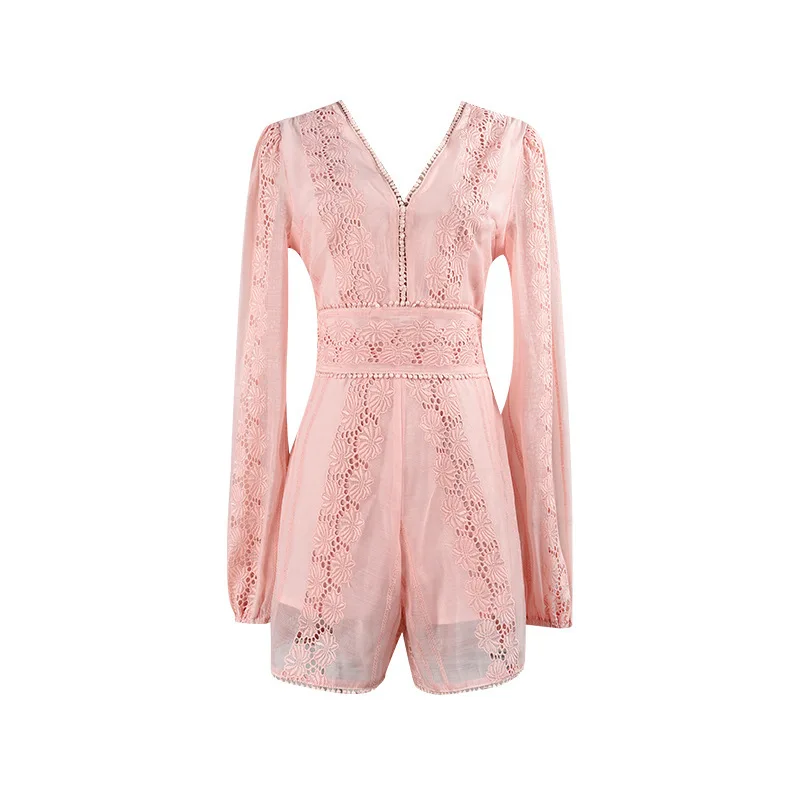 New Sexy deep V crochet hollowed out with feminine pink pants Spring Summer style court blister sleeve dress
New Sexy deep V crochet hollowed out with feminine pink pants Spring Summer style court blister sleeve dress