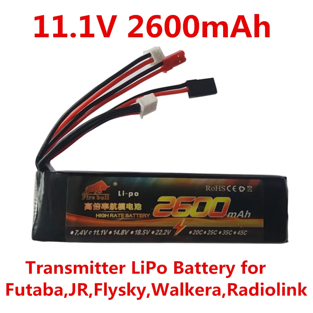 11.1V 3S 2600 mAh Transmitter Lipo Battery for Futaba JR Flysky WFLY Walkera DEVO10 RadioLink RC Radio Remote Controller
11.1V 3S 2600 mAh Transmitter Lipo Battery for Futaba JR Flysky WFLY Walkera DEVO10 RadioLink RC Radio Remote Controller