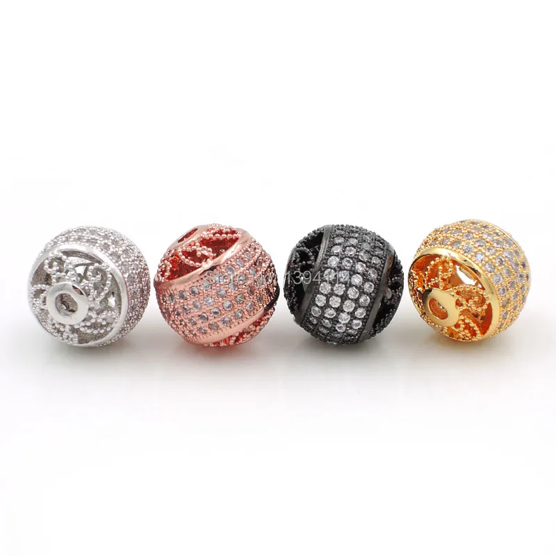 

12mm Micro Pave Clear CZ Round Of Piercing Cincfoil Beads Fit For Making DIY Bracelets Or Necklaces Jewelry