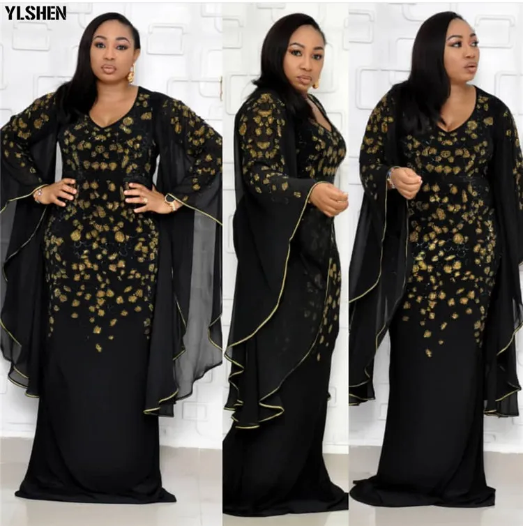 African Dresses for Women Dashiki African Clothes Bazin Broder Sexy Slim Ruffle Sleeve Gold Sequin Embroidery Africa Skirt Dress
African Dresses for Women Dashiki African Clothes Bazin Broder Sexy Slim Ruffle Sleeve Gold Sequin Embroidery Africa Skirt Dress