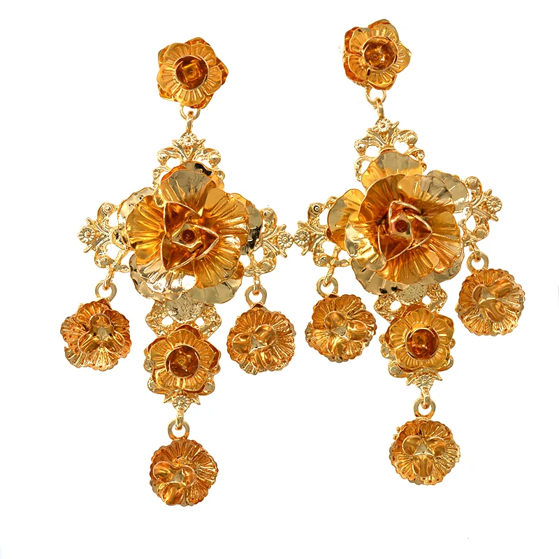 Bridal Women Fashion Jewelry Gold Color Charm Crystals Flower Baroque Retro Earrings For Wedding Accessories
Bridal Women Fashion Jewelry Gold Color Charm Crystals Flower Baroque Retro Earrings For Wedding Accessories