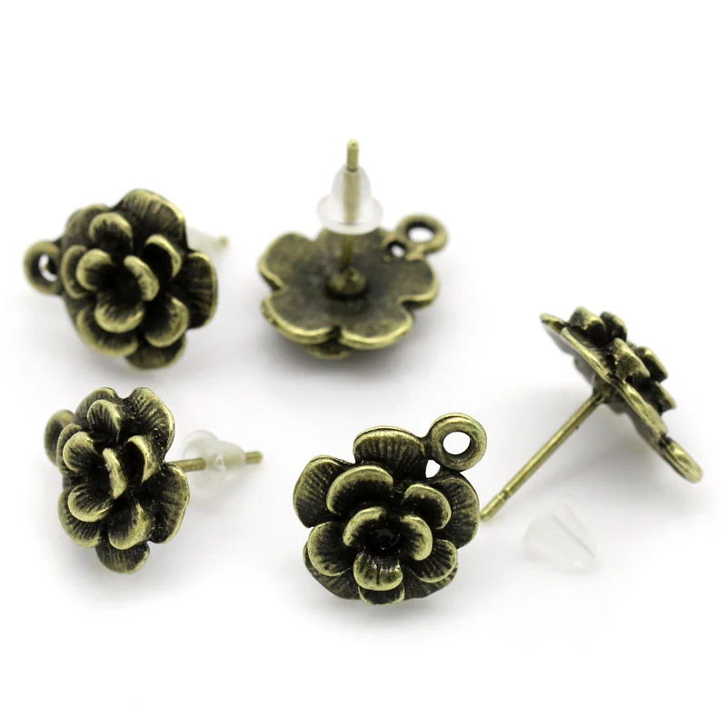 Zinc Based Alloy Ear Post Stud Earrings Findings Flower Antique Bronze W/ Loop 15mm x 14mm, Post/ Wire Size: (21 gauge), 50 PCs
Zinc Based Alloy Ear Post Stud Earrings Findings Flower Antique Bronze W/ Loop 15mm x 14mm, Post/ Wire Size: (21 gauge), 50 PCs
