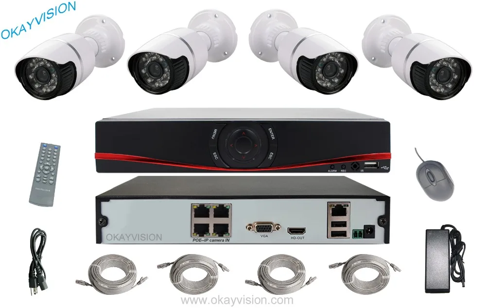 4ch 720 P PoE NVR комплект ONVIF 4 канала всепогодный пуля безопасности IP Камера с HD система