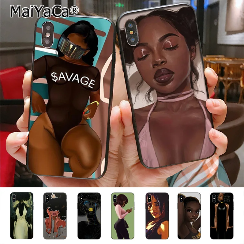 Черная девушка искусство крутой чехол для телефона coque iPhone X Xs Xr XsMax 7 7plus 6 6s 8 8plus 5 5S