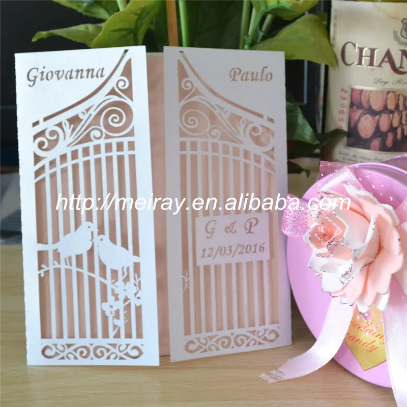 Elegant products elegant wedding cards wedding decorations "love birds-2" laser cut white wedding invitations with peach sheet
Elegant products elegant wedding cards wedding decorations "love birds-2" laser cut white wedding invitations with peach sheet