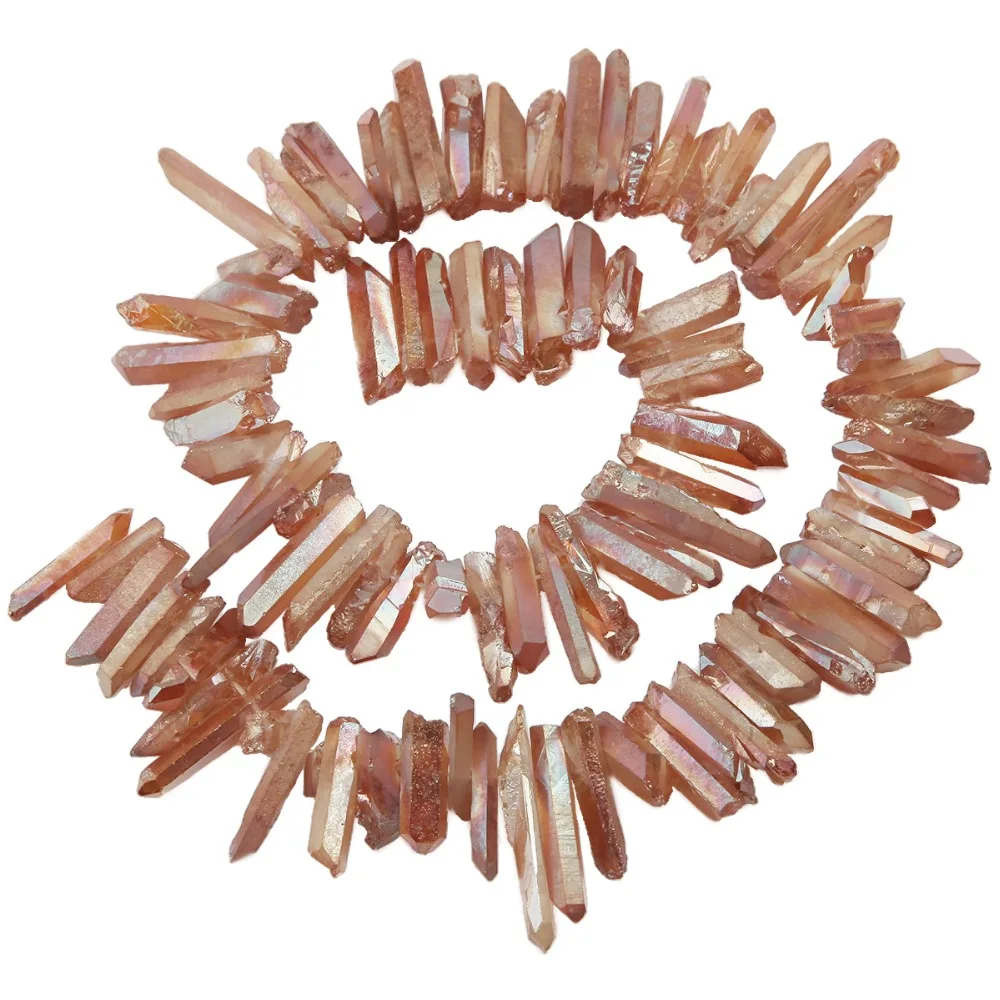 TUMBEELLUWA Orange Titanium Coated Crystal Points Quartz Rough Sticks Spikes Point Beads 16 inch Strand Drilled
TUMBEELLUWA Orange Titanium Coated Crystal Points Quartz Rough Sticks Spikes Point Beads 16 inch Strand Drilled