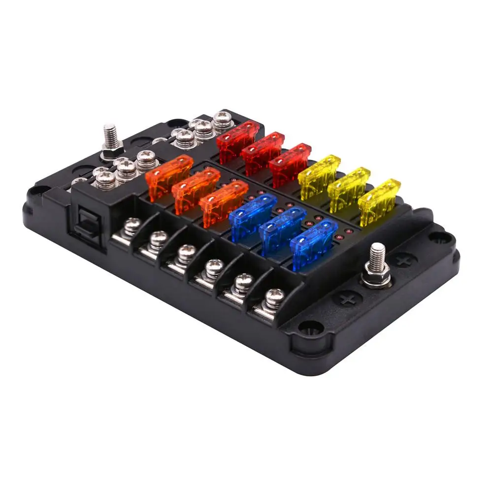12 Ways Fuse Box with LED Indicator with Independent Positive and Negative for Car Boat Yacht +24pcs Fuses
12 Ways Fuse Box with LED Indicator with Independent Positive and Negative for Car Boat Yacht +24pcs Fuses