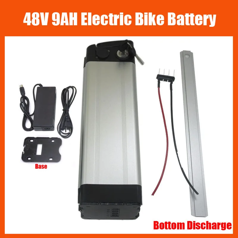 350W 48V Silver Fish E-Bike Battery Pack 500W 48 V 9AH Ebike Lithium bateria akku with 54.6V 2A charger Bottom Discharge
350W 48V Silver Fish E-Bike Battery Pack 500W 48 V 9AH Ebike Lithium bateria akku with 54.6V 2A charger Bottom Discharge