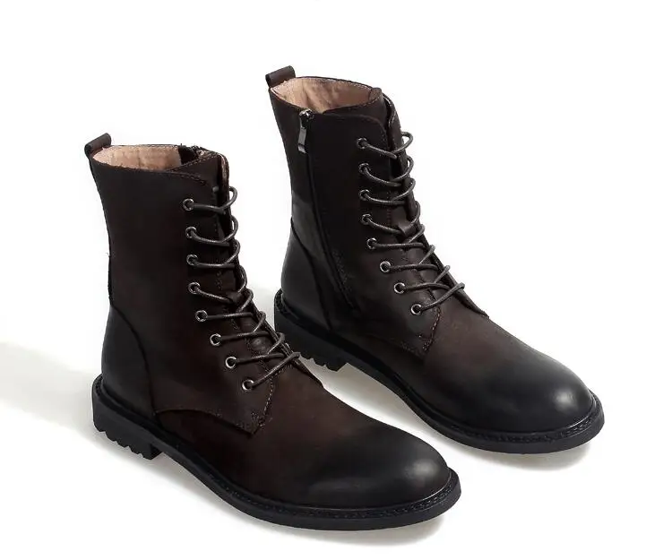 Lace Up Genuine Leather Men Boots Ankle Martin Boot Vintage Work Side Zipper High Top Height Increasing Casual Shoes
Lace Up Genuine Leather Men Boots Ankle Martin Boot Vintage Work Side Zipper High Top Height Increasing Casual Shoes