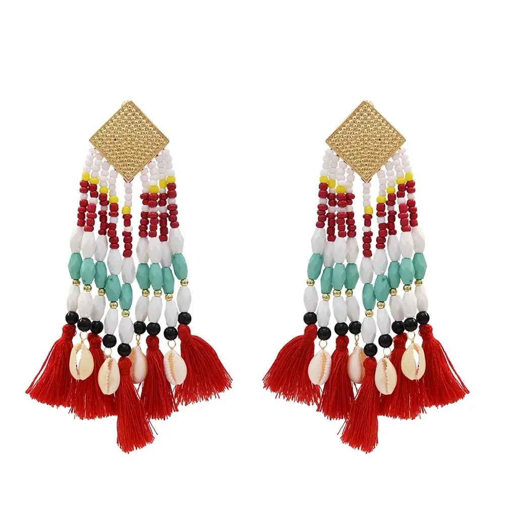 Idealway Ethnic Bohemian Natural Sea Shell Pendant With Resin Colorful Beaded Statement Long Tassel Drop Earrings Women Jewelry
Idealway Ethnic Bohemian Natural Sea Shell Pendant With Resin Colorful Beaded Statement Long Tassel Drop Earrings Women Jewelry