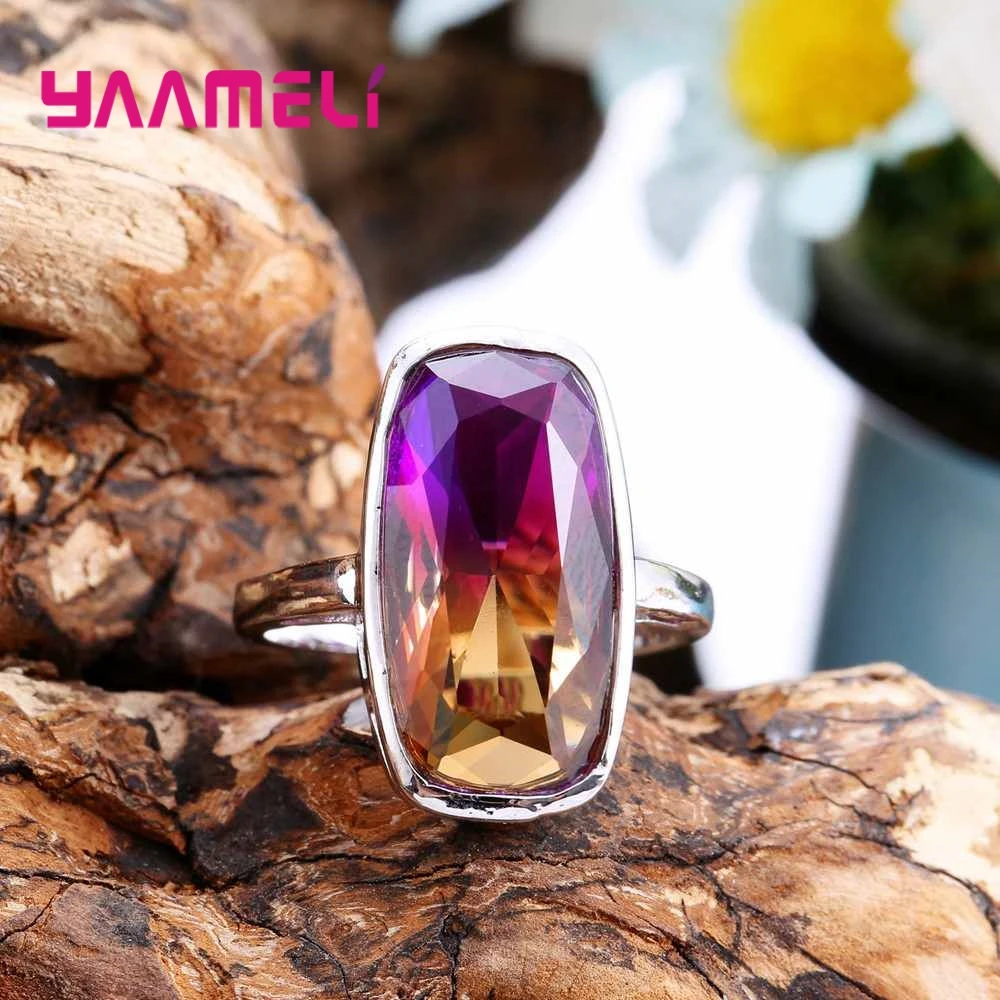 Party Wedding Ceremony Jewelry 925 Sterling Silver Fashion Purple Yellow Gradient Color Crystal Ring For Women
Party Wedding Ceremony Jewelry 925 Sterling Silver Fashion Purple Yellow Gradient Color Crystal Ring For Women