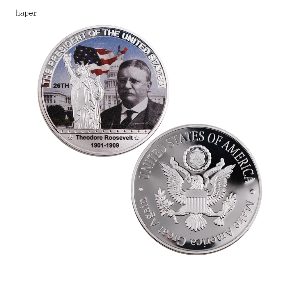 6th United States President Customized Silver Coin Theodore Roosevelt Challenge Coin Commemorative US Silver Plated Coin
6th United States President Customized Silver Coin Theodore Roosevelt Challenge Coin Commemorative US Silver Plated Coin