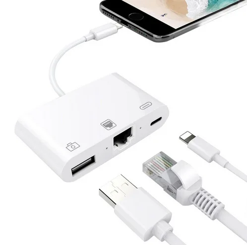 Mobile phone network cable converter for iPhone wired network card straight cable network cable connector with charging
Mobile phone network cable converter for iPhone wired network card straight cable network cable connector with charging