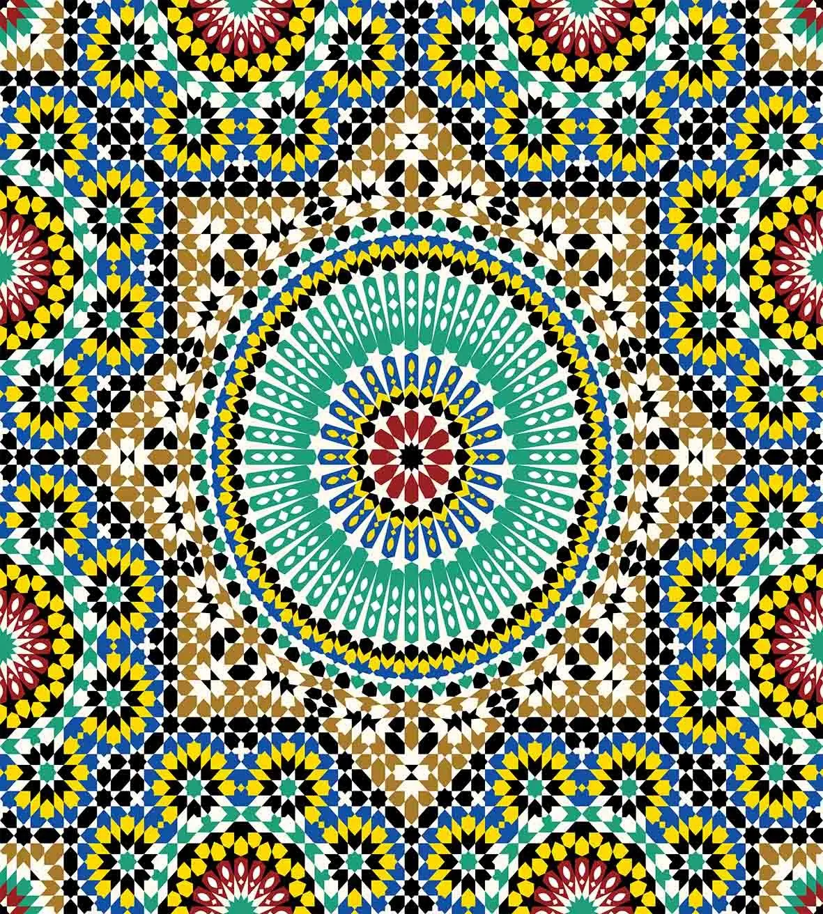 

Moroccan Decor Duvet Cover Set Queen Size Architectural Glaze Decorative Wall Tile Ceramic Historical Traveling Destinations