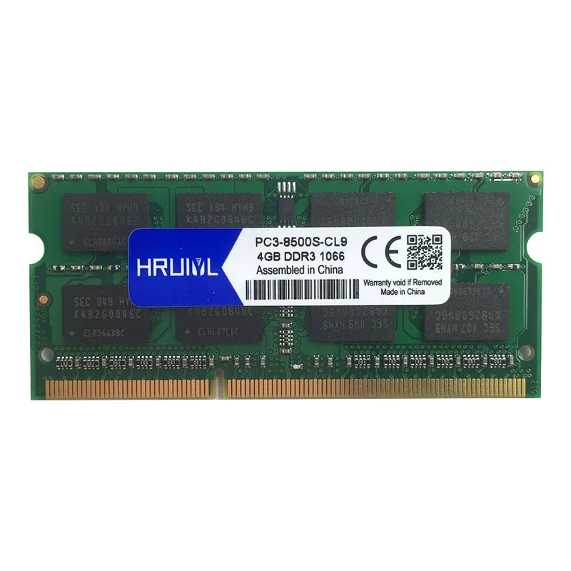 HRUIYL DDR3 8 ГБ 4 2 Гб 1066 МГц 1333 1600 DDR3L PC3-8500 PC3-10600 PC3-12800 SODIMM для лэптоп ноутбук Память Ram