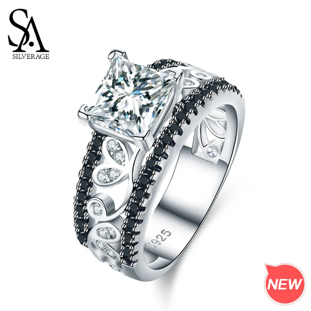 SA SILVERAGE Authentic 925 Sterling Silver Women Rings White/Black Zirconia 925 Silver Rings Fine Jewelry 2018 New Arrival
SA SILVERAGE Authentic 925 Sterling Silver Women Rings White/Black Zirconia 925 Silver Rings Fine Jewelry 2018 New Arrival