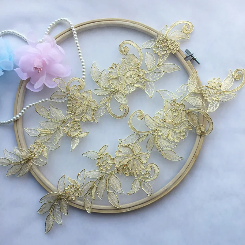 Hot Sale Craft Collar Floral 3D Gold Lace Applique Trim Decorated DIY Lace Neckline Collar Sewing Dress Decor 2 pairs for sale
Hot Sale Craft Collar Floral 3D Gold Lace Applique Trim Decorated DIY Lace Neckline Collar Sewing Dress Decor 2 pairs for sale
