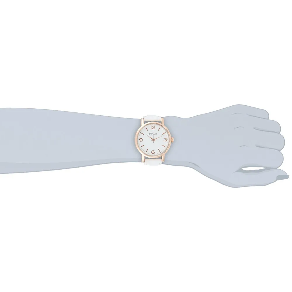 Модный белый и серый ремешок Geneva женские простые часы с матовым металлическим