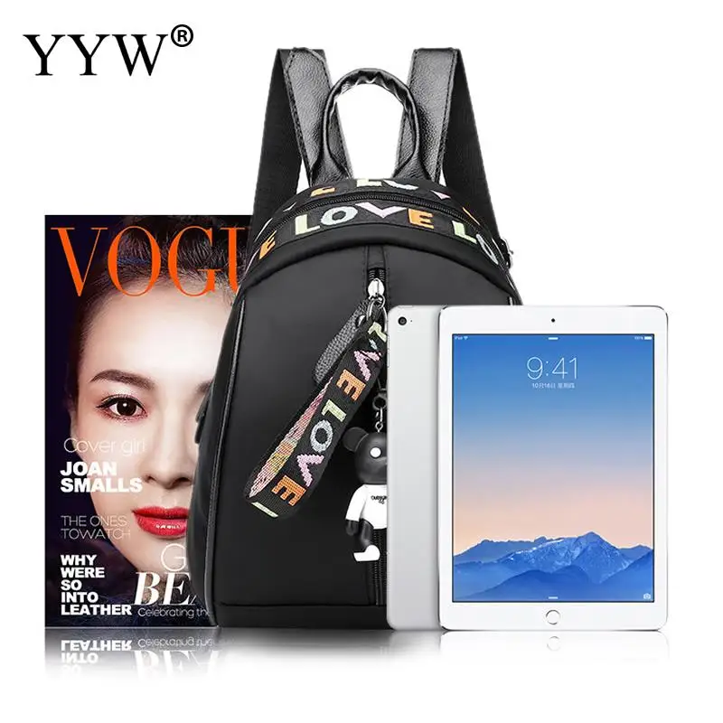 High Quality Nylon Easy Matching Waterproof Backpack Lady Black Fashion Mini Laptop Backpack Letter Shoulder Bags With Bear Doll
High Quality Nylon Easy Matching Waterproof Backpack Lady Black Fashion Mini Laptop Backpack Letter Shoulder Bags With Bear Doll