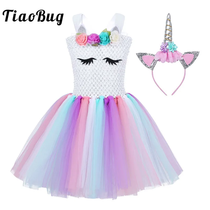 TiaoBug Girl Cartoon Halter Tiered Rainbow Mesh Princess Tutu Dress with Hair Hoop Set Kid Halloween Anime Cosplay Party Costume
TiaoBug Girl Cartoon Halter Tiered Rainbow Mesh Princess Tutu Dress with Hair Hoop Set Kid Halloween Anime Cosplay Party Costume