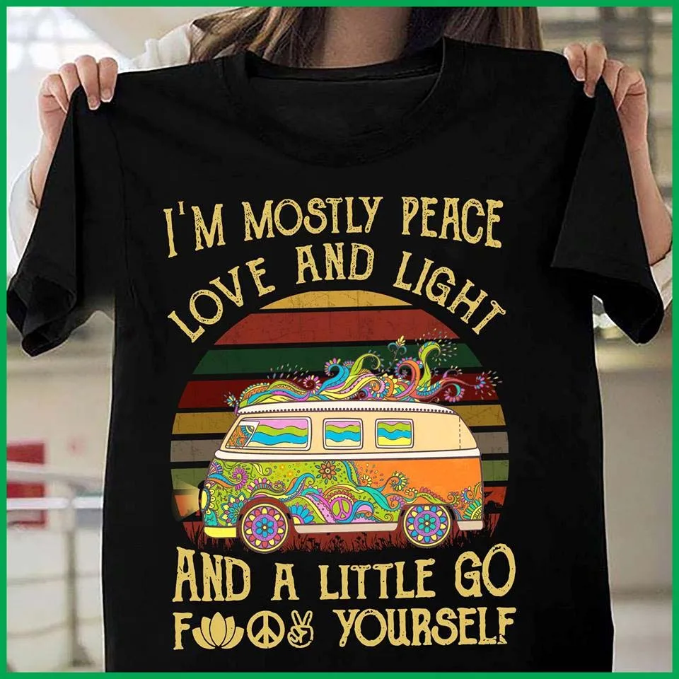I'M Mostly Peace Love and Light and A Little T-Shirt Men O-Neck Tops Male New Fashion for Men Short Sleeve Homme Suit
I'M Mostly Peace Love and Light and A Little T-Shirt Men O-Neck Tops Male New Fashion for Men Short Sleeve Homme Suit