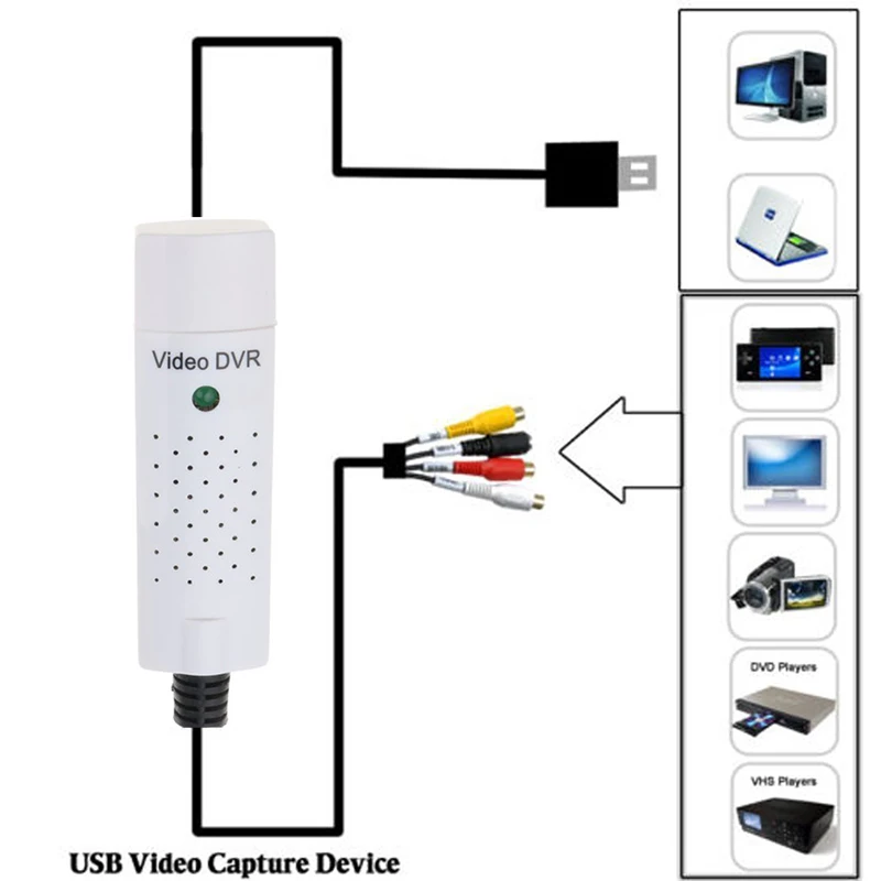 Аудиоадаптер USB 2 0 VHS Box DVD VCR TV в цифровой конвертер для Windows 7 8 10|Карты видео- и