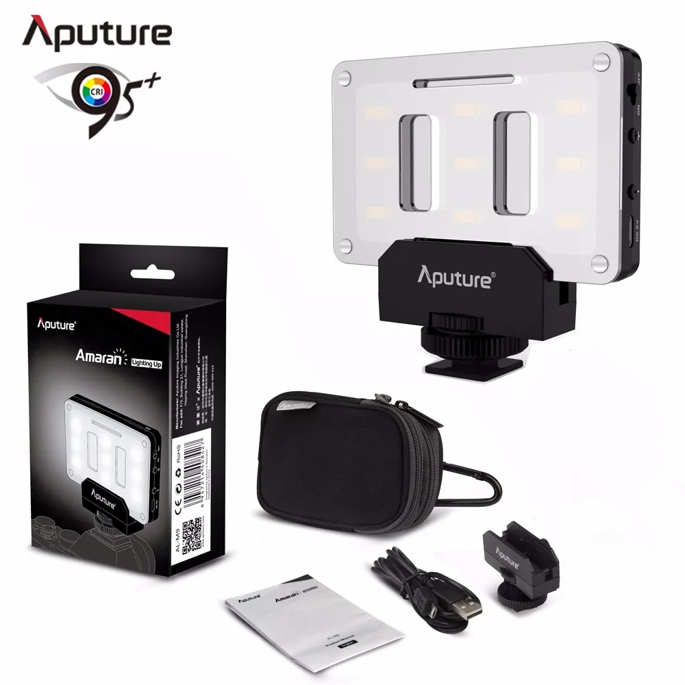 

Aputure Amaran AL-M9 Pocket Size Rechargeable LED Video Fill Light CRI TLCI 95+ CTO CTB Gel Filter for SLR Camera DV Camcorder
