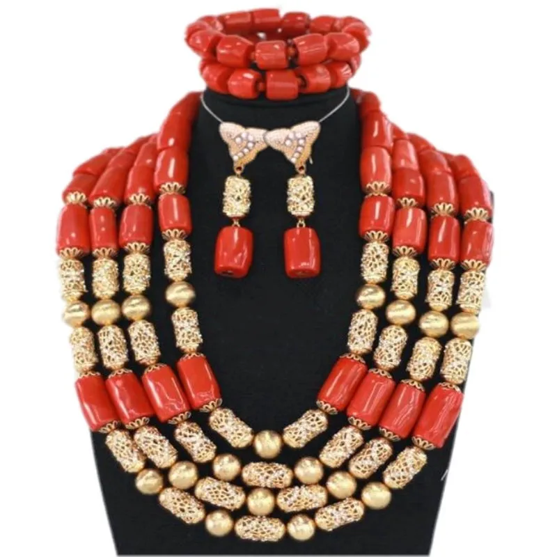 New Nature Coral Beads Jewelry Sets Nigerian Wedding Bridal Necklace Set for Women Plated Gold Color Jewellery Set Free Shipping
New Nature Coral Beads Jewelry Sets Nigerian Wedding Bridal Necklace Set for Women Plated Gold Color Jewellery Set Free Shipping