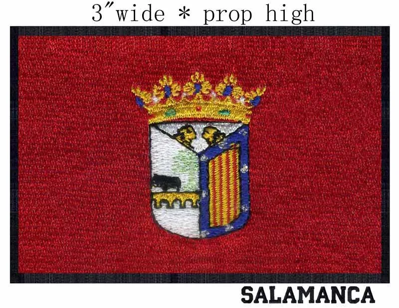 

Саламанка, флаг Испании, 3 дюйма, широкая вышивка, нашивка для утюга, логотип/Цветная Цветочная аппликация/значок