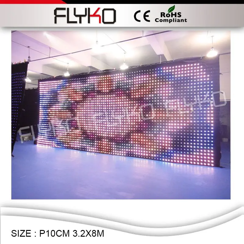 FLYKO сцены P10 светодиодные видео занавески видения одежды RGB Одежда | Лампы и