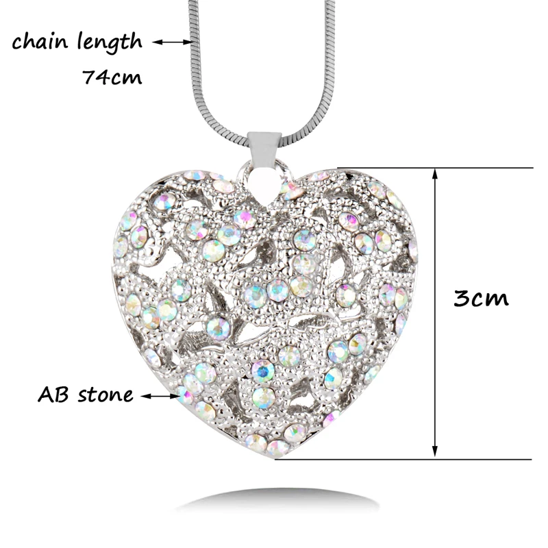 SINLEERY Romantic Multicolor Rhinestone Hollow Heart Necklaces Pendants Silver Color Long Chain for Women Jewelry MY303 SSB
SINLEERY Romantic Multicolor Rhinestone Hollow Heart Necklaces Pendants Silver Color Long Chain for Women Jewelry MY303 SSB